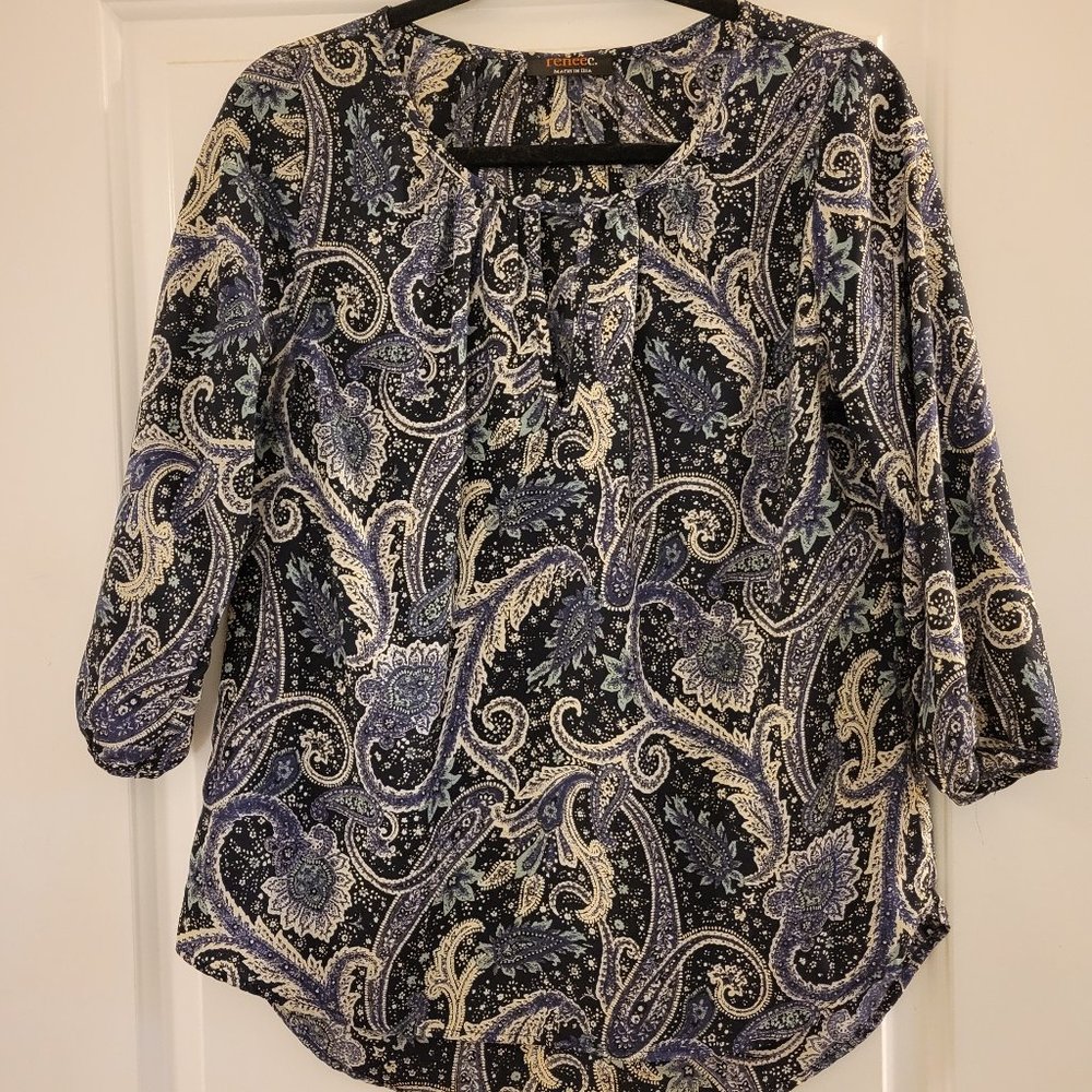 Renee C. Paisley Print Long Sleeve, Size M